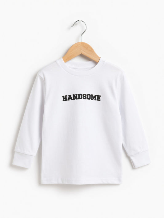 Handsome white long sleeve toddler graphic T-Shirt