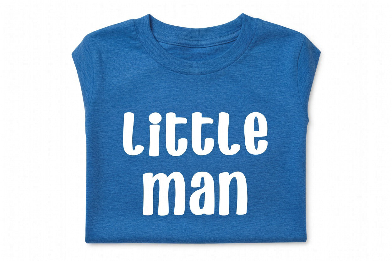 Little Man heather blue toddler graphic T-Shirt