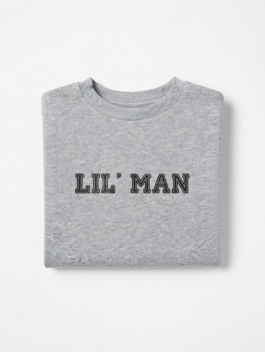 Lil Man heather grey long sleeve toddler graphic T-Shirt