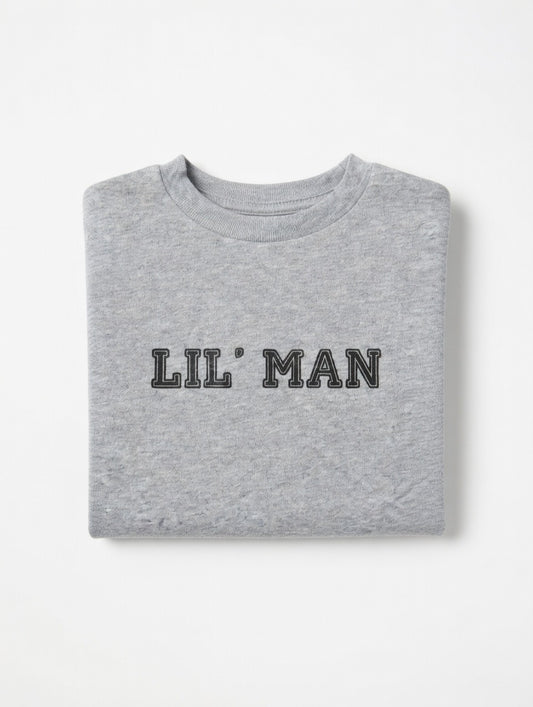 Lil Man heather grey long sleeve toddler graphic T-Shirt