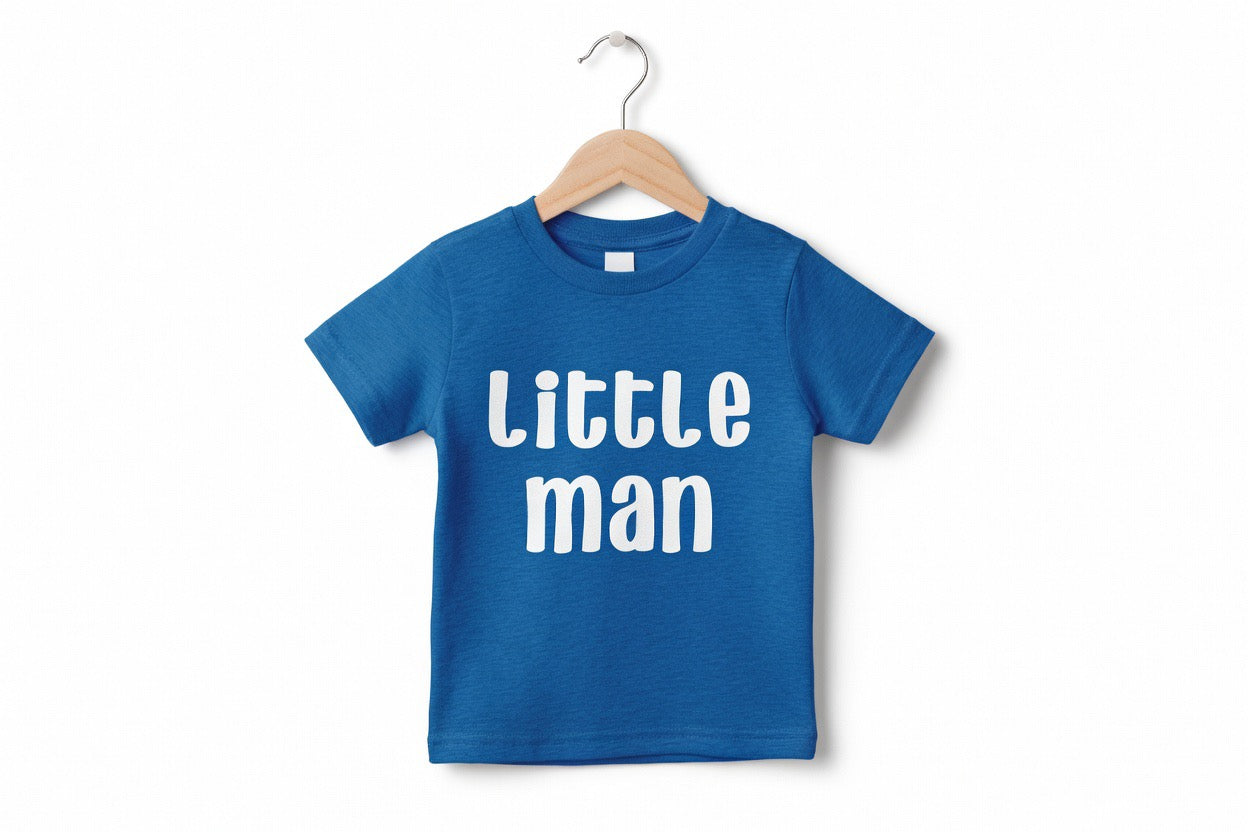 Little Man heather blue toddler graphic T-Shirt