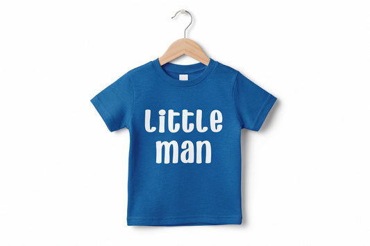 Little Man heather blue toddler graphic T-Shirt