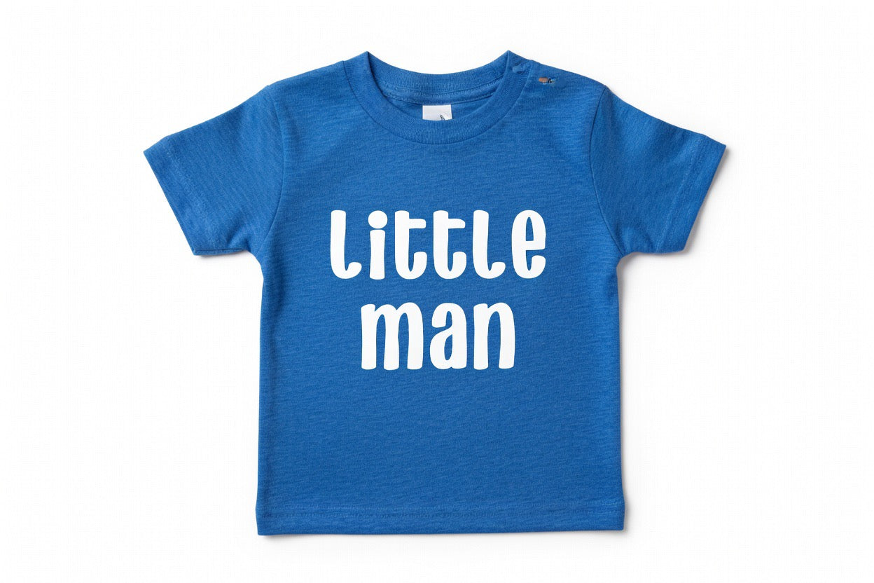 Little Man heather blue toddler graphic T-Shirt