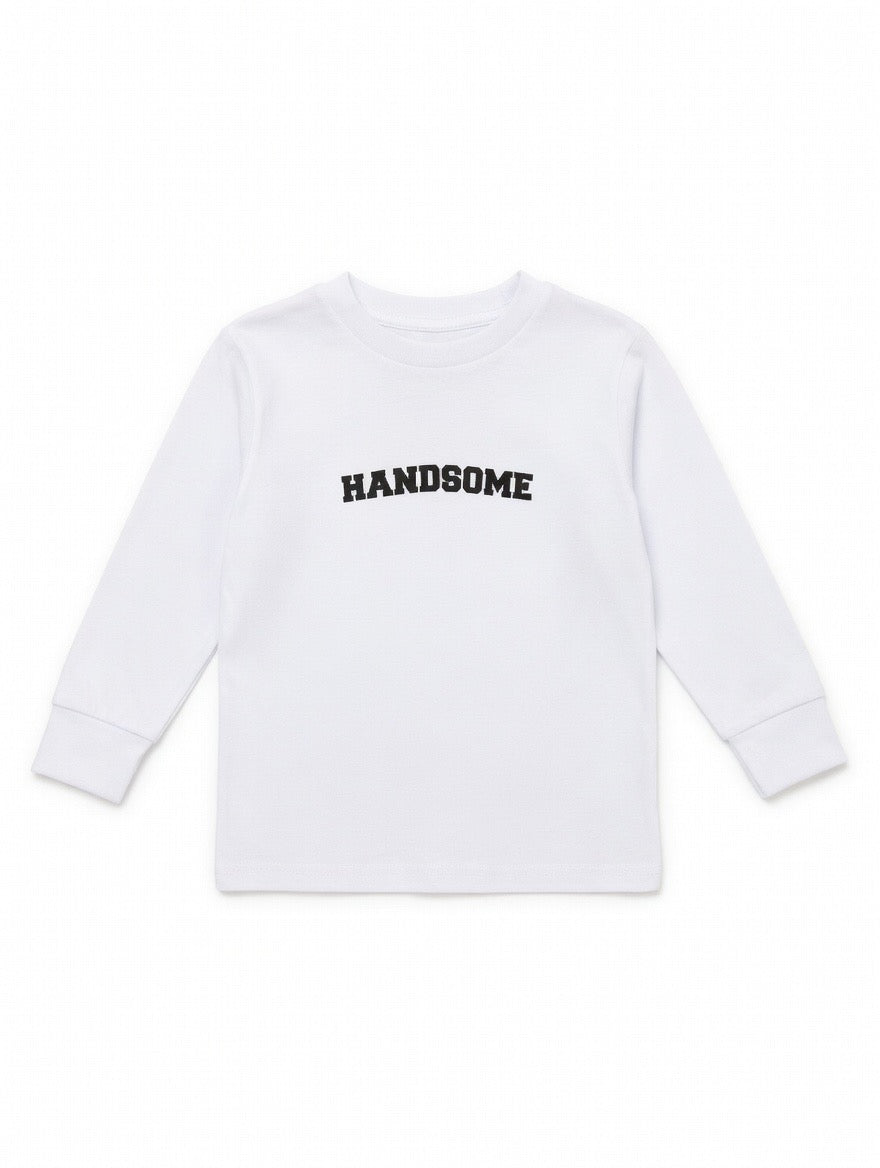 Handsome white long sleeve toddler graphic T-Shirt
