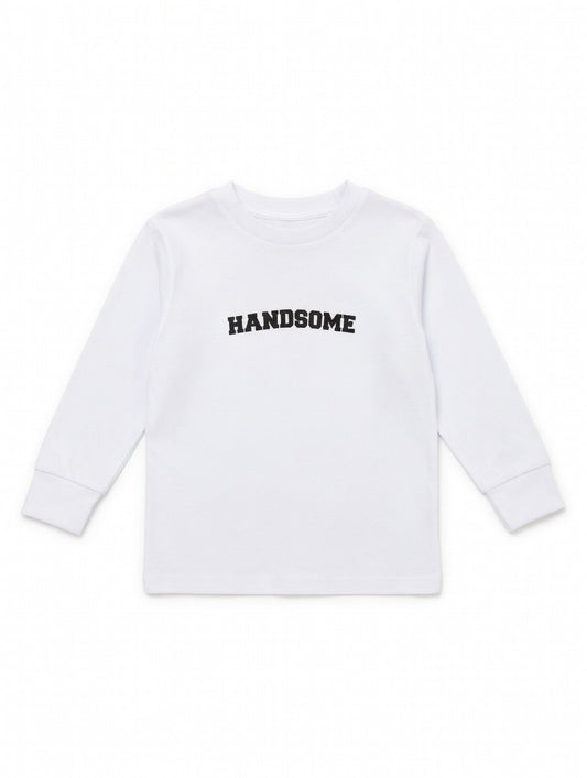 Handsome white long sleeve toddler graphic T-Shirt